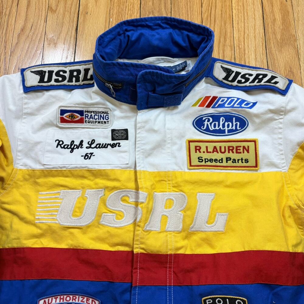 Polo Ralph Lauren USRL Racing NASCAR Canvas Bomber Jacket Size Medium Multicolor - Picture 3 of 15